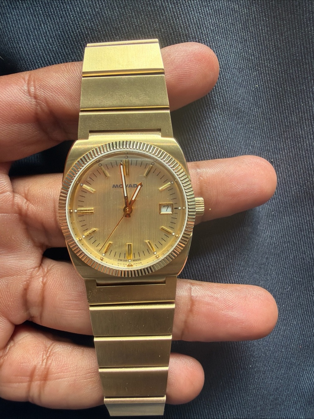 Movado Gold Stainless Steel Bracelet Watch with Date